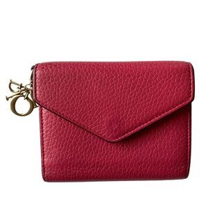 Dior Diorissimo pink Leather Wallet authentic with COA and logo charm